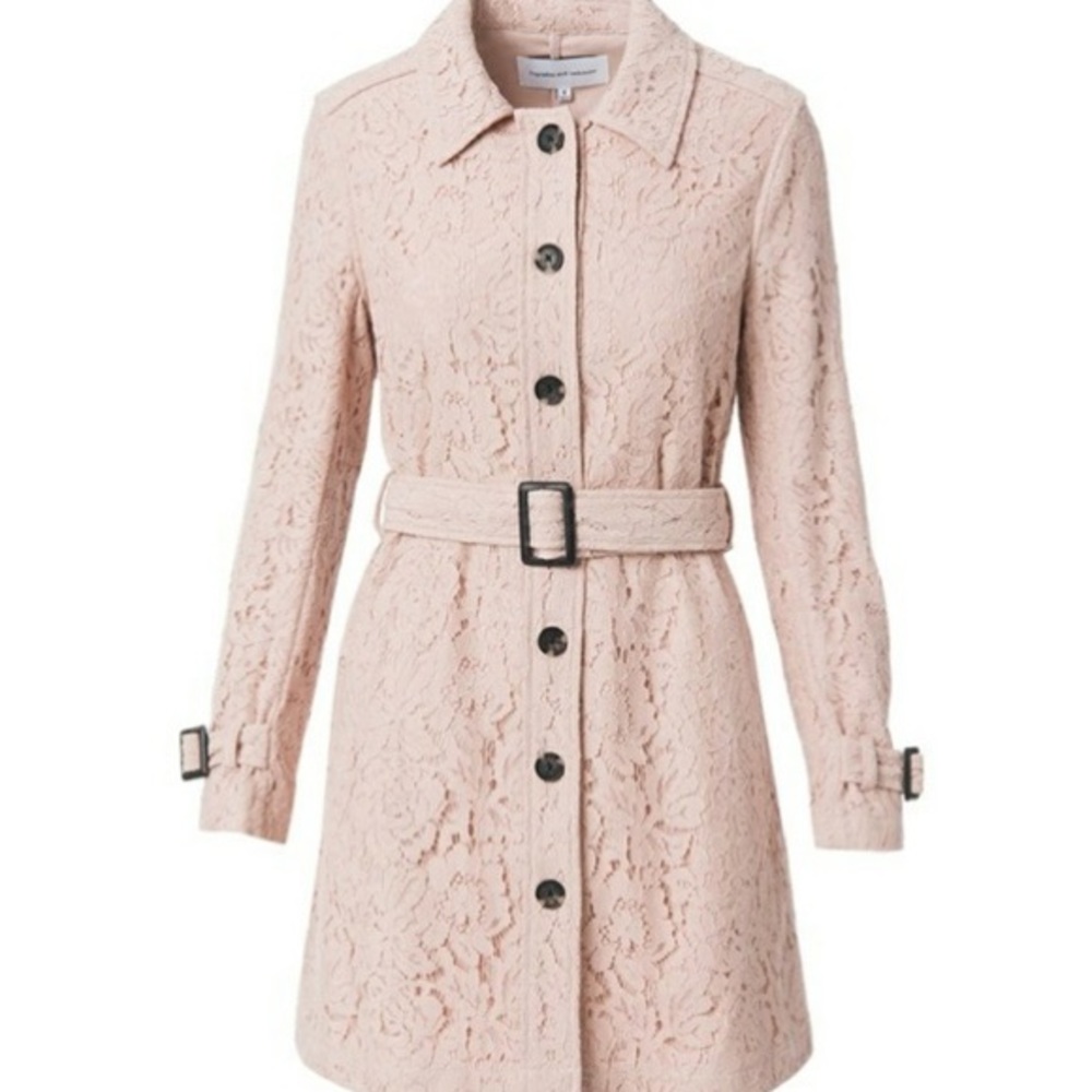 Lace light pink trench coat